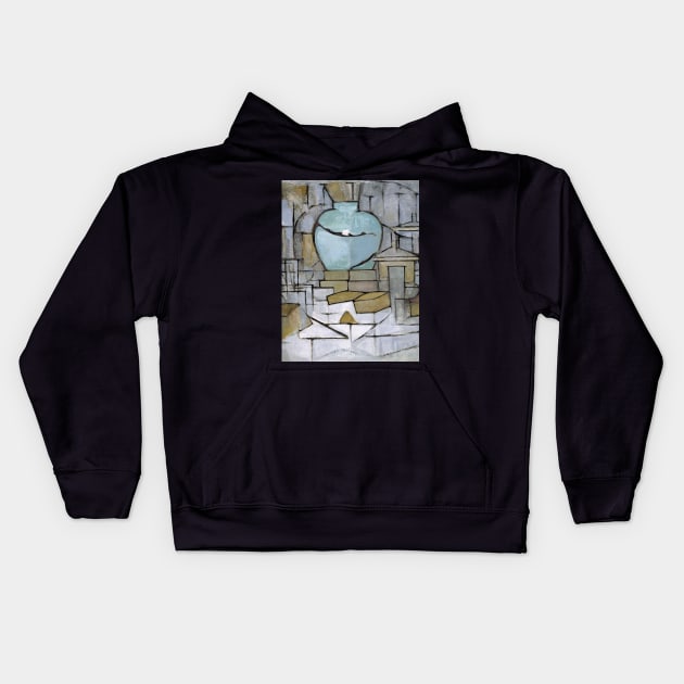 Piet Mondrian's Still Life with Gingerpot II (1912) Kids Hoodie by Comrade Jammy